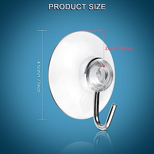 Mudder Suction Cup Hooks Wall Clear Suction Cups with Metal Hooks Window Hangers for Glass Wall Towel Hangers Supplies Bathroom Glass Kitchen Decorations3 lbs50 Pieces45 mm - Image 3