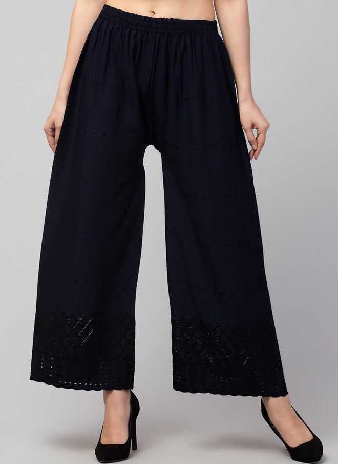 Trend Level Geometric Embroidered Palazzos - Image 1