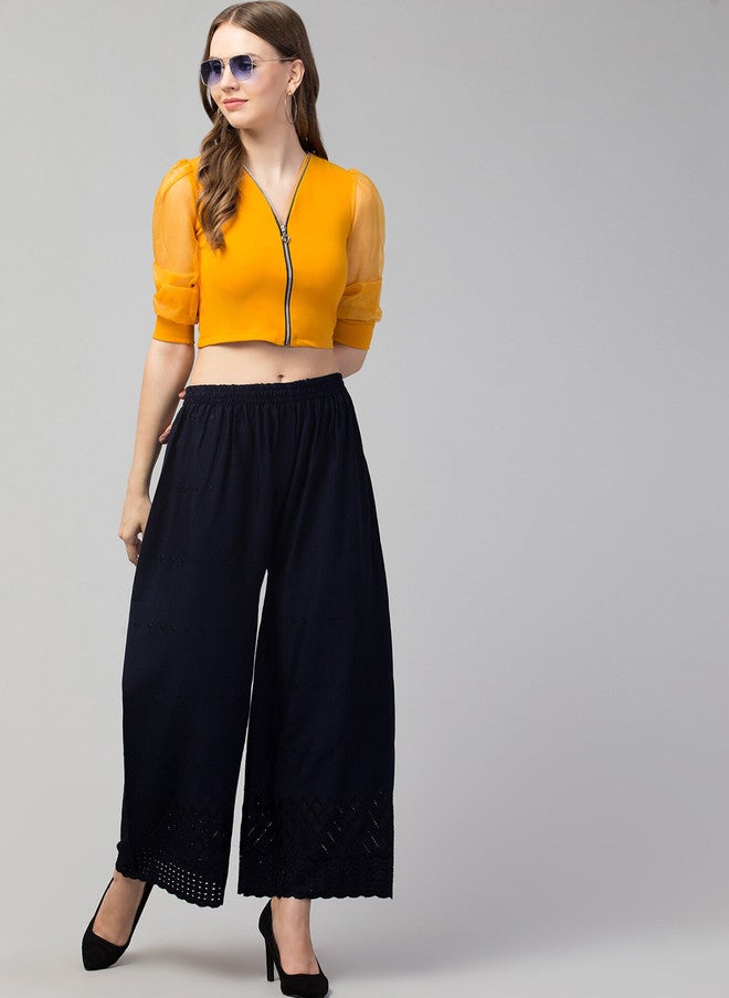 Trend Level Geometric Embroidered Palazzos - Image 4