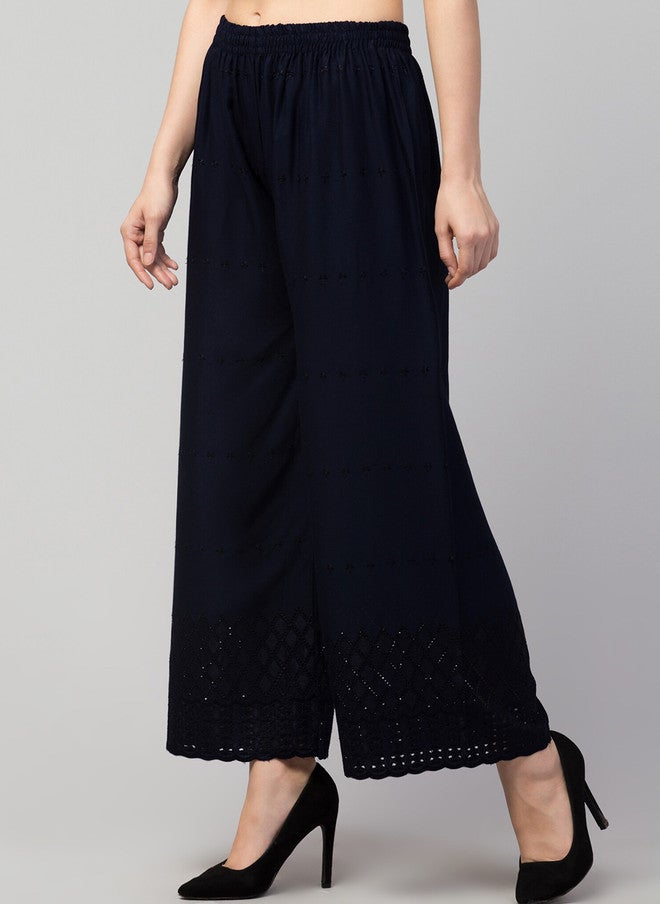 Trend Level Geometric Embroidered Palazzos - Image 2