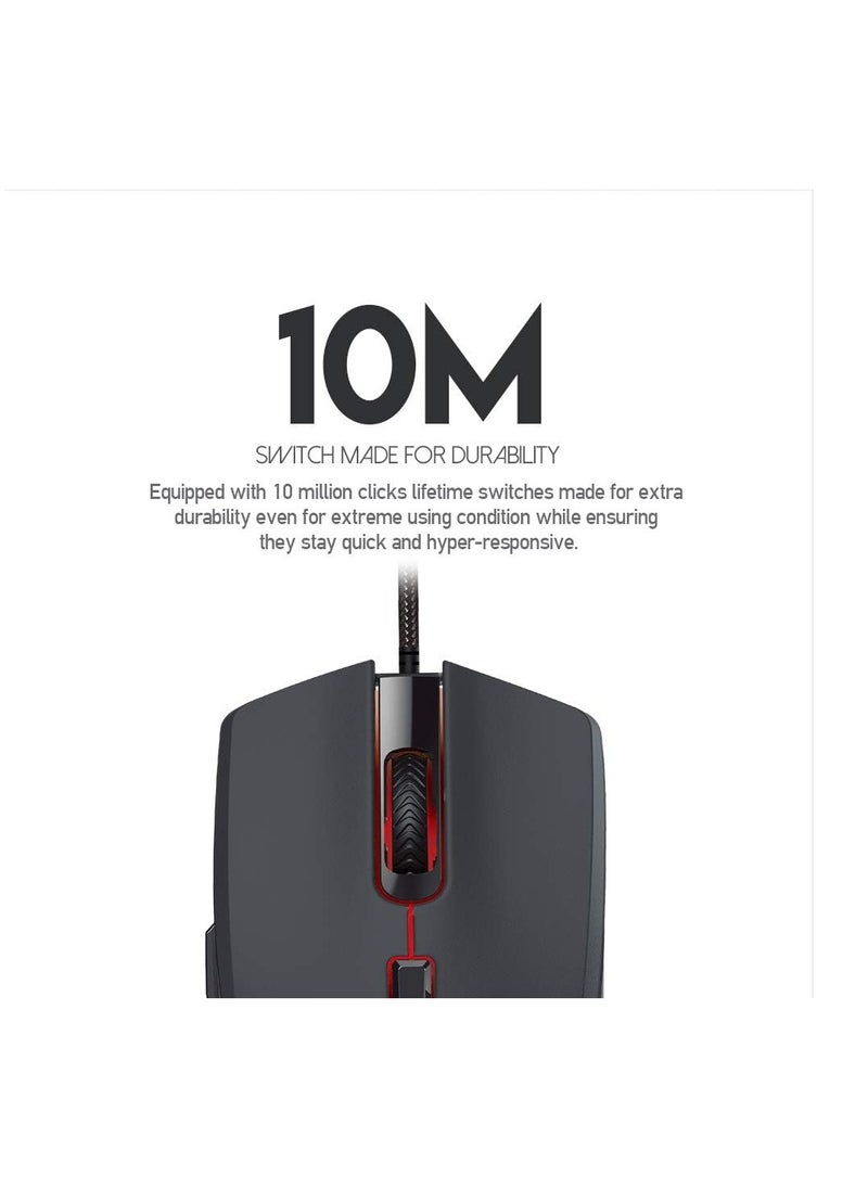 FANTECH - Fantech Crypto VX7 Macro RGB Wired Gaming Mouse, Up to 60 IPS / 15G Acceleration, Resolution: 200-8,000 DPI Optical Sensor, 125Hz Polling Rate, 10 Million Clicks Lifetime, 6 Programmable Buttons Mice - Image 1