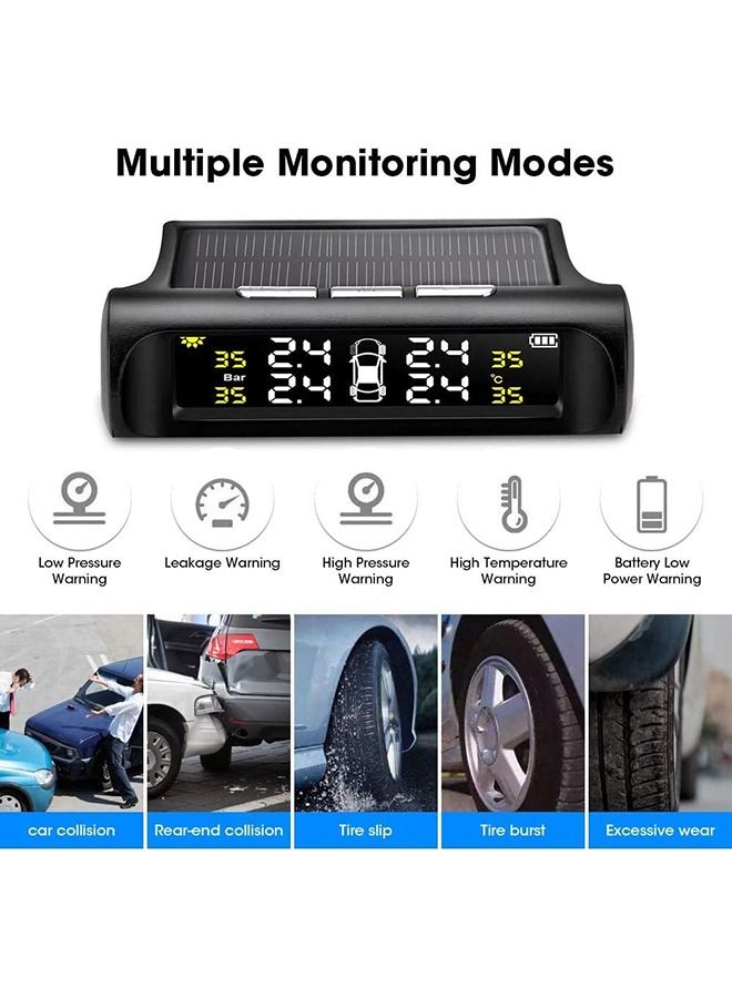 Arabest Tire Pressure Monitoring System - Tire Pressure Monitor System with Solar Charger, TPMS w/ 6 Alarm Modes, LCD Display, 4 Internal Sensors, Easy to Install - Image 2