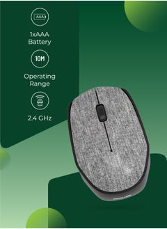 جرين ليون ماوس لاسلكي G100 2.4 جيجا هرتز / دقة 1200 نقطة في البوصة / مستقبل USB Nano / نطاق تشغيل يصل إلى 10 أمتار - رمادي  - Image 2