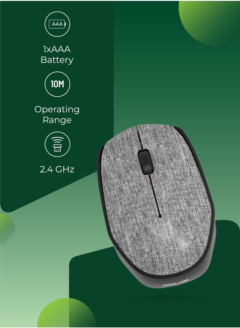 جرين ليون - ماوس لاسلكي G100 2.4 جيجا هرتز / دقة 1200 نقطة في البوصة / مستقبل USB Nano / نطاق تشغيل يصل إلى 10 أمتار - رمادي - Image 1