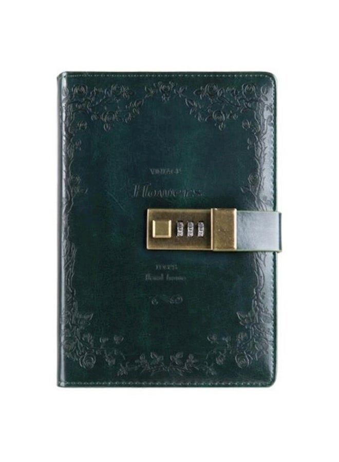 PU Leather Cover European Vintage Style Lock Journal Dark green - Image 1