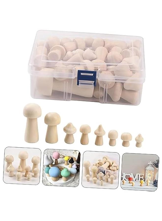 HOOKOR 34 Pieces Unfinished Wooden Mushroom Handmade Toy For Kids,8 Sizes of Natural Wooden Mushrooms Perfect for Art Project Crafting and Fairy Themed Spring Summer Decor, Cute, Smooth, and Easy to Paint - Image 2