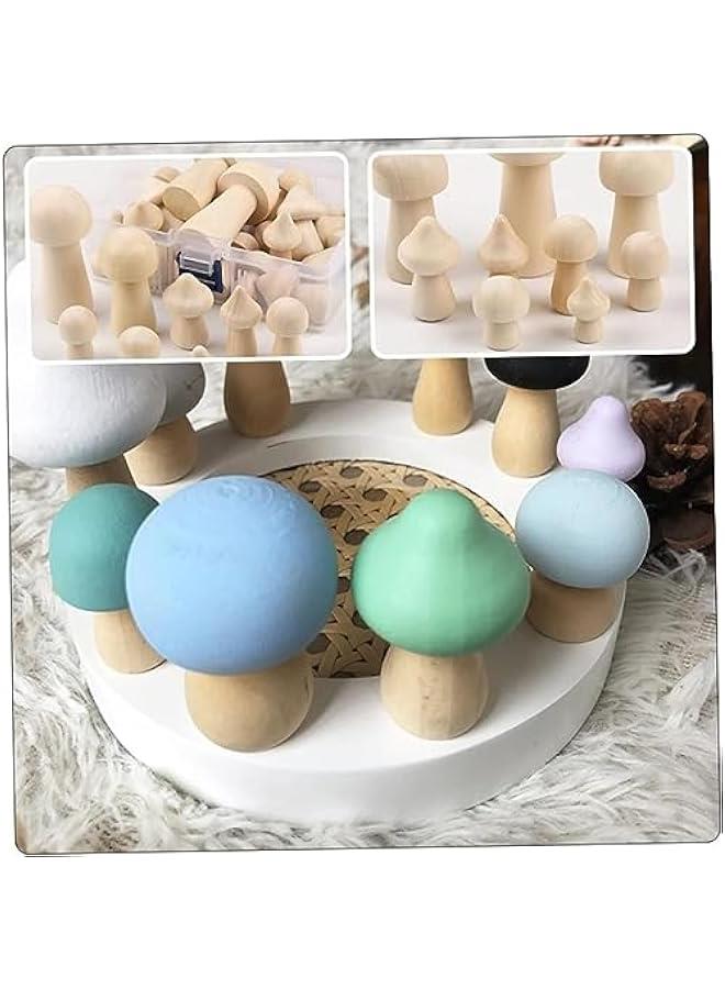 HOOKOR 34 Pieces Unfinished Wooden Mushroom Handmade Toy For Kids,8 Sizes of Natural Wooden Mushrooms Perfect for Art Project Crafting and Fairy Themed Spring Summer Decor, Cute, Smooth, and Easy to Paint - Image 3