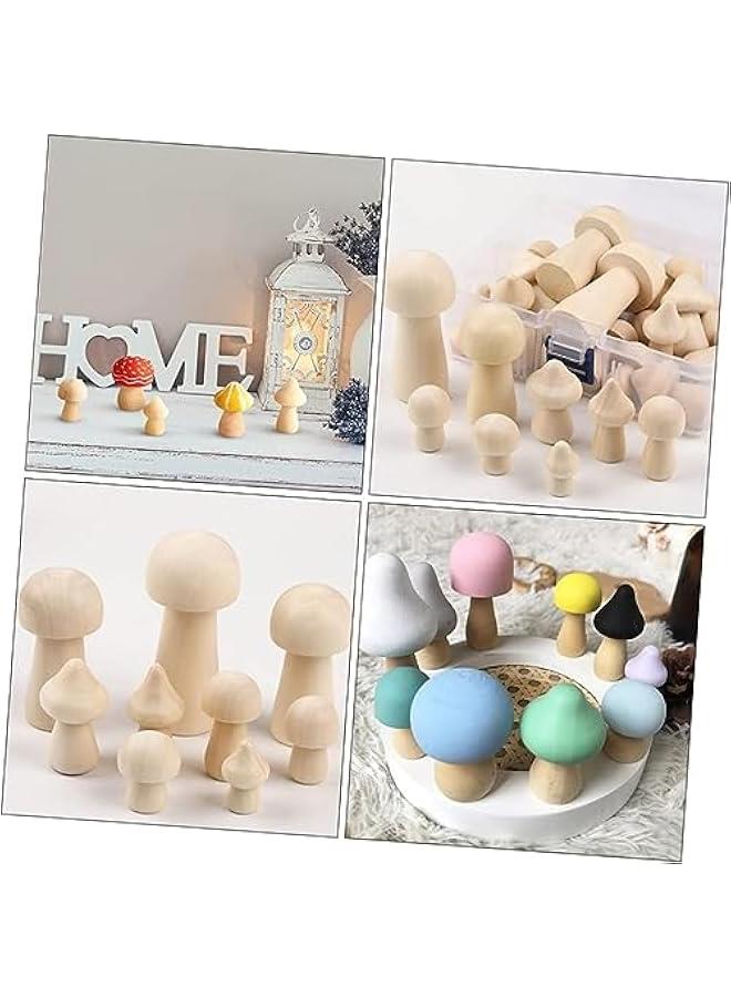 HOOKOR 34 Pieces Unfinished Wooden Mushroom Handmade Toy For Kids,8 Sizes of Natural Wooden Mushrooms Perfect for Art Project Crafting and Fairy Themed Spring Summer Decor, Cute, Smooth, and Easy to Paint - Image 4
