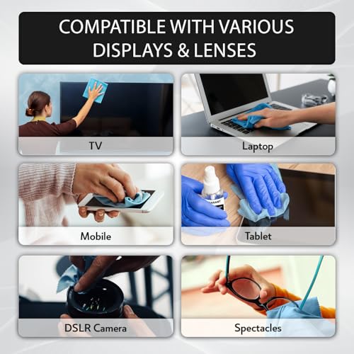 QUARANT Screen Cleaning Kit for Laptop, TV, Tablet, Mobile, Display, Glass & Lens, Screen Cleaner Liquid Spray Bottle with 70% Isopropyl Alcohol & 300 GSM Dual Sided 40x40 cm Microfiber Cloth (500 ML) - Image 5