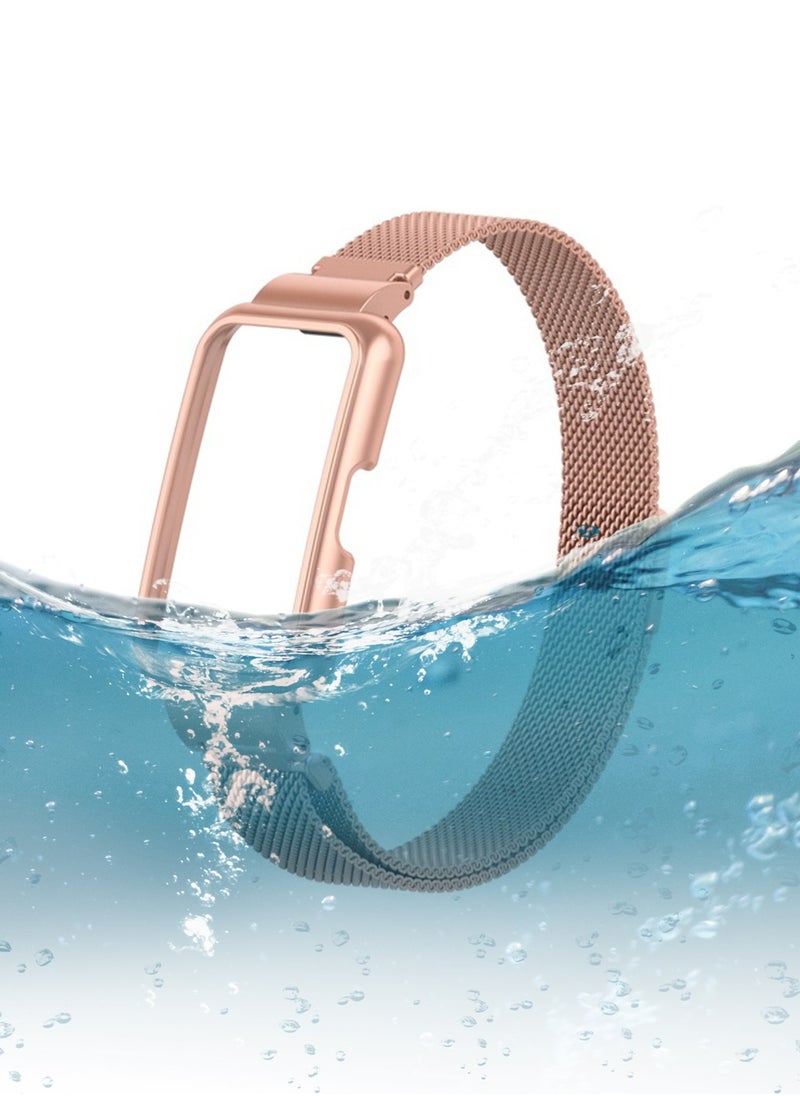 X-level Straps Compatible with Honor Band 6/Honor Band 7 Metal Integrated Case Strap, Magnetic Stainless Steel Mesh Replacement Strap Wristband Sport Band for Women Men  - Image 4