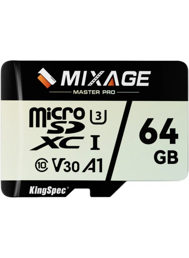 KingSpec KingSpec Mixage 64GB Micro SD TF Card – High-Speed Class 10 UHS-I Memory Card for Phone, Camera, Dash Cam, Drone, Gaming & More  - Image 1