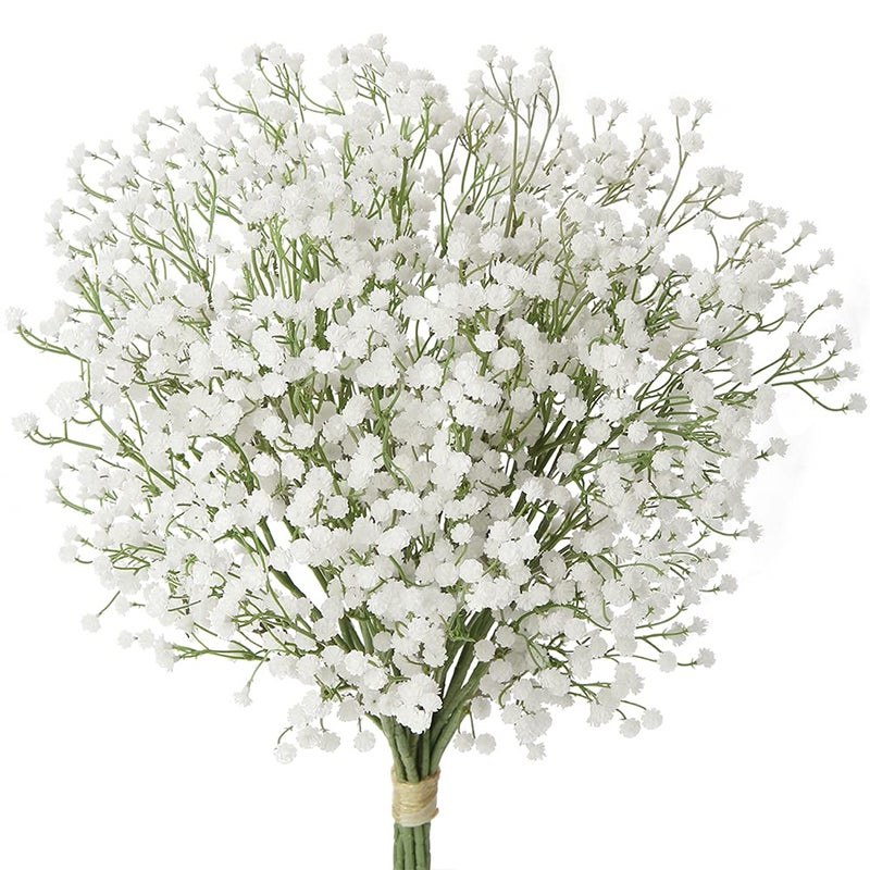 10 Pack Babys Breath Artificial Flowers Bulk 3 Branches Faux Baby Breath Plastic Flowers Fake Gypsophila Flower Arrangement for Crafts Fake Flowers Bouquet for Wedding Home Decor White Baby Breath