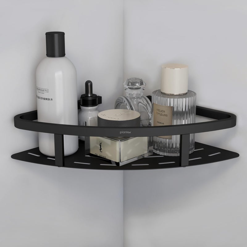 Plantex 304 Grade Stainless Steel Bathroom Shelf for Wall Corner/Bathroom Stand for Wall//Storage Organizer (9x9 inches, Black) - Image 1