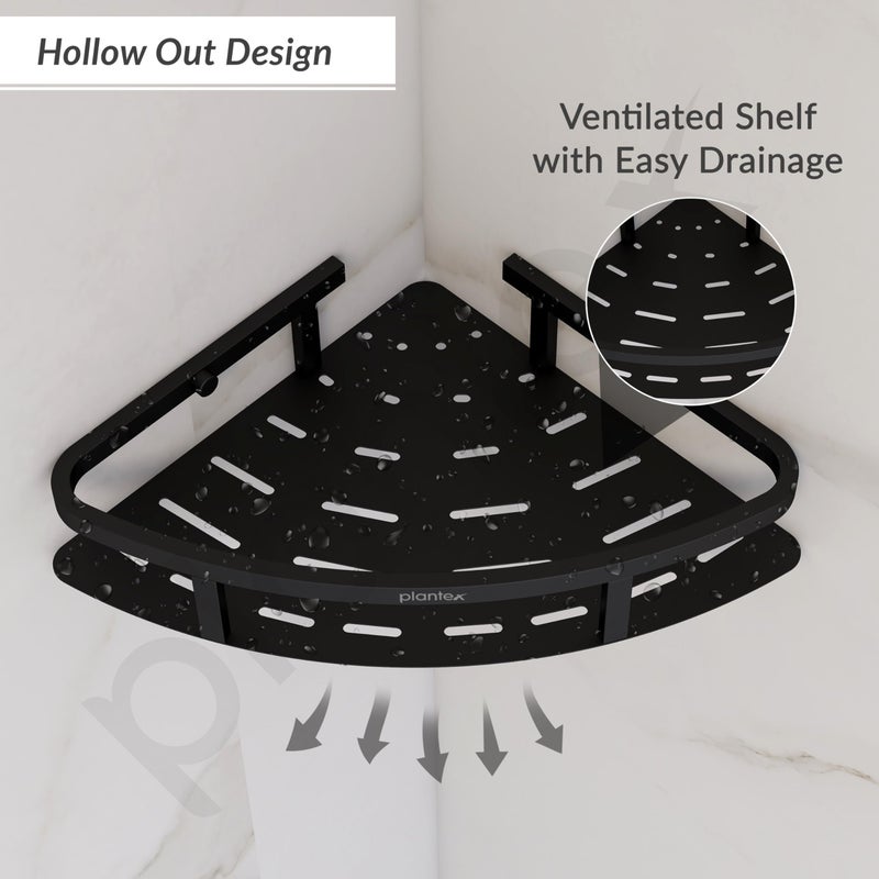 Plantex 304 Grade Stainless Steel Bathroom Shelf for Wall Corner/Bathroom Stand for Wall//Storage Organizer (9x9 inches, Black) - Image 5