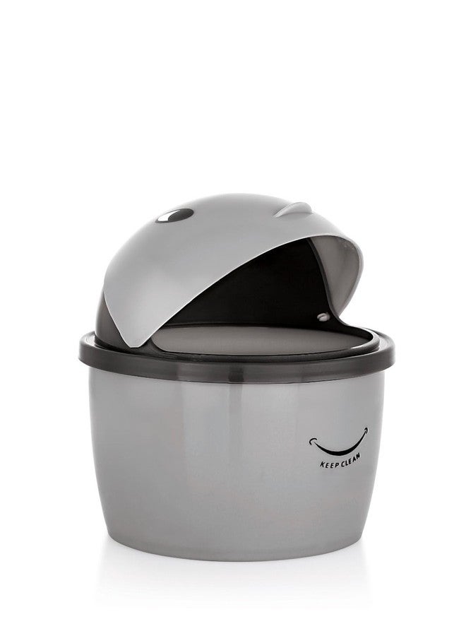 PUTHAK Mini Desktop Trash Can with Swing Lid – Stylish Plastic Wastebasket for Office, Kitchen, Tabletop & Countertop | Small Round Garbage Bin (Small) - Image 5