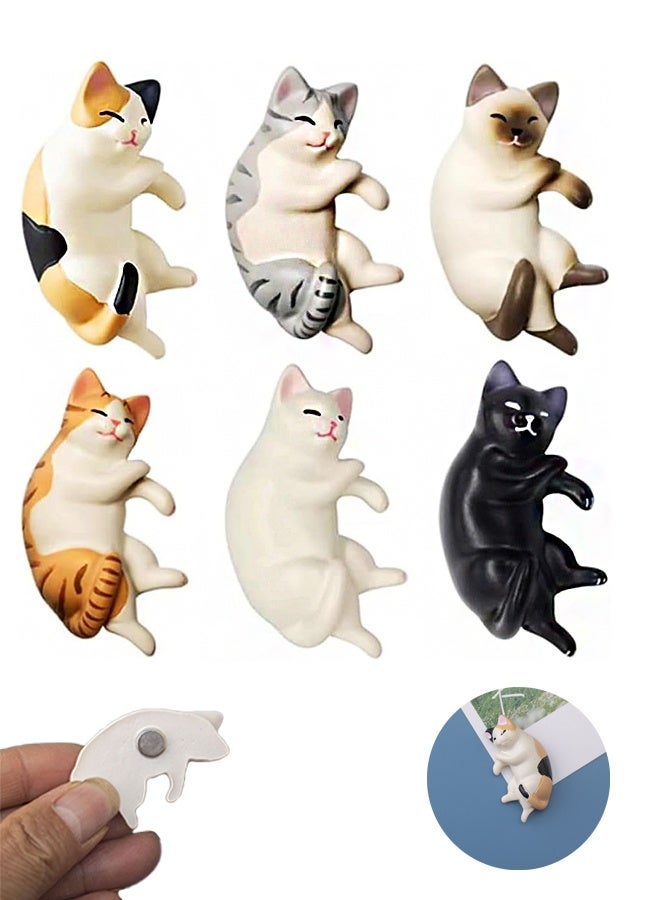 Lemon 6 Pcs Cat Refrigerator Magnets, Mini Kawaii Decorative Magnet for Home Kitchen with Strong Magnetic, Funny/Novelty Chubby Kitten Refrigerator Magnets - Image 1