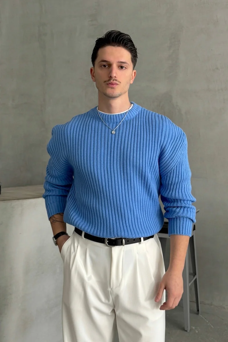 HYMAN Men's Ribbed Knit Oversize Sweater