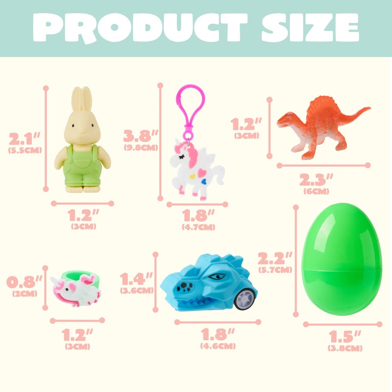 JOYIN 100 Pcs Prefilled Easter Eggs with Toys Plus Stickers, Filled with Toys Party Favors for Kids Boys Girls Easter Eggs Hunt, Basket Stuffers Fillers, Classroom Prize Supplies - Image 4