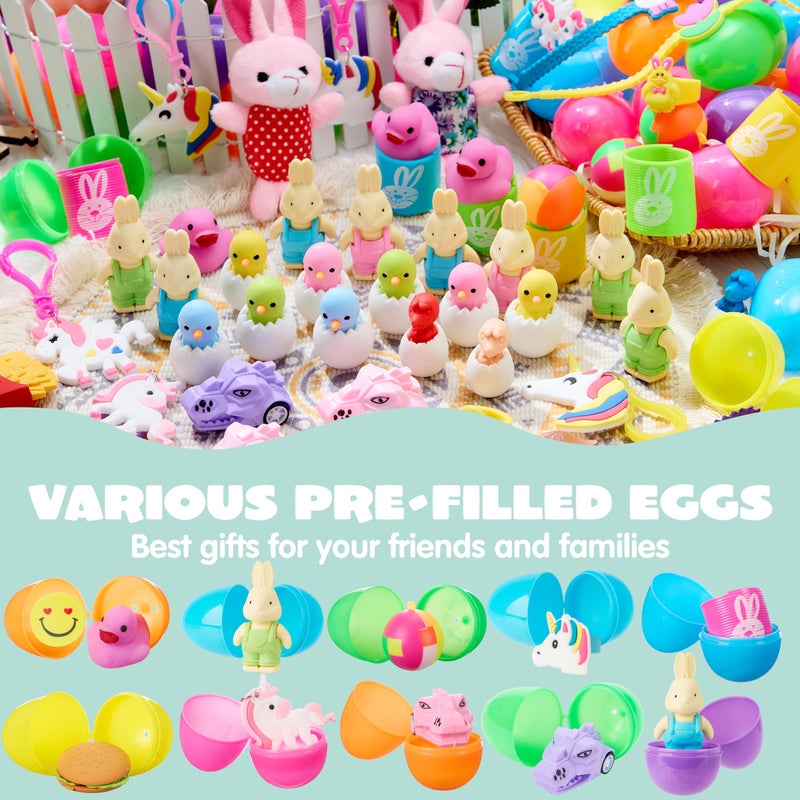 JOYIN 100 Pcs Prefilled Easter Eggs with Toys Plus Stickers, Filled with Toys Party Favors for Kids Boys Girls Easter Eggs Hunt, Basket Stuffers Fillers, Classroom Prize Supplies - Image 5