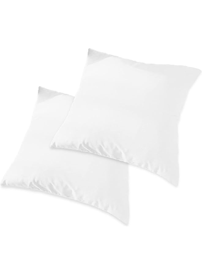 Zaboon 2 Pieces Square Decorative Cushion Set With A Soft Velvet Cover Solid Design 45X45 Cm White - Image 1