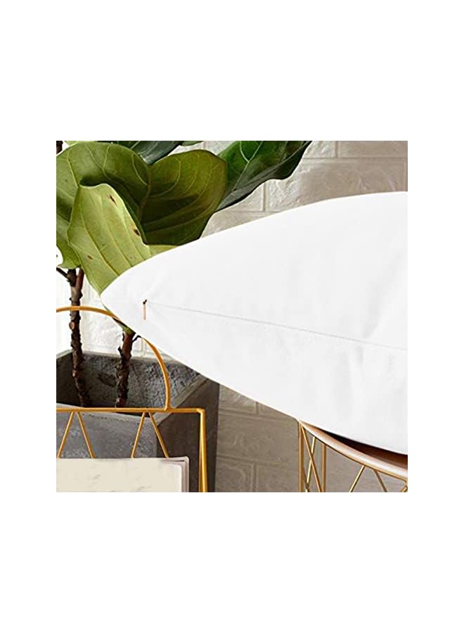 Zaboon 2 Pieces Square Decorative Cushion Set With A Soft Velvet Cover Solid Design 45X45 Cm White - Image 2