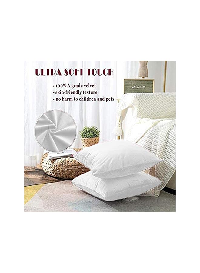Zaboon 2 Pieces Square Decorative Cushion Set With A Soft Velvet Cover Solid Design 45X45 Cm White - Image 3