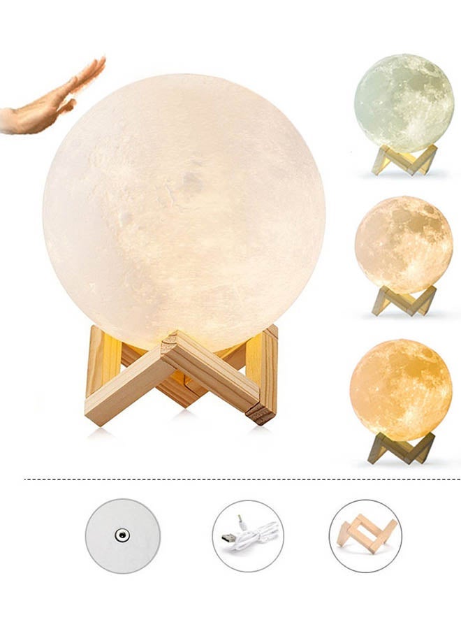 LED Moon Lamp With Remote And Touch Control White/Brown 15X15X15cm  - Image 2