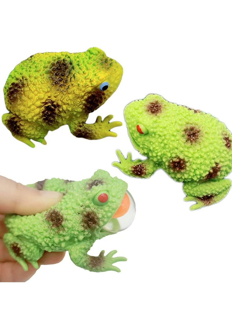 SOLARAE Frog Squeeze Balls - Stress Relief Fidget Sensory Toys for Kids and Adults, Perfect for Party Favors, Birthday Gifts, and Home or Office Use (Random Colors, Set of 3) - Image 1