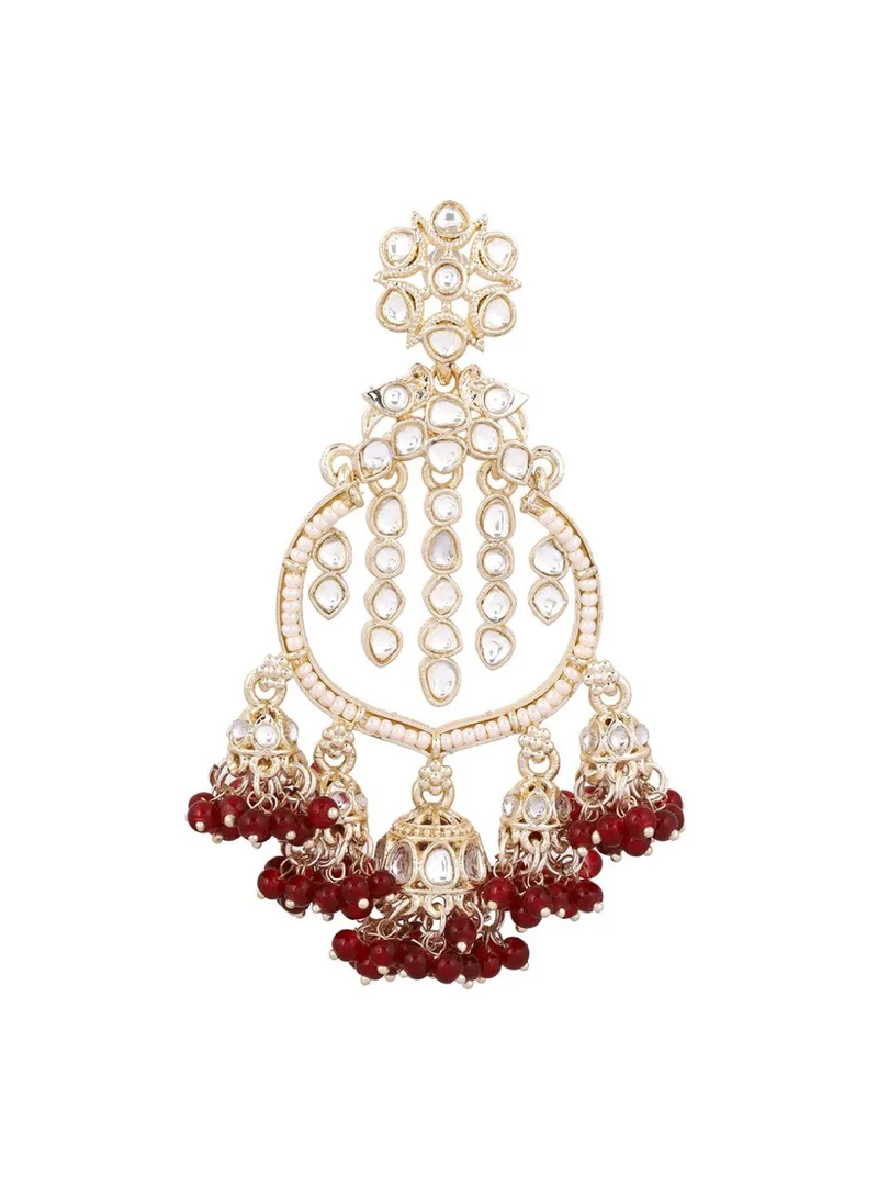 Priyaasi Kundan Stone Studded  Pearls Beaded Contemporary Chandbalis
