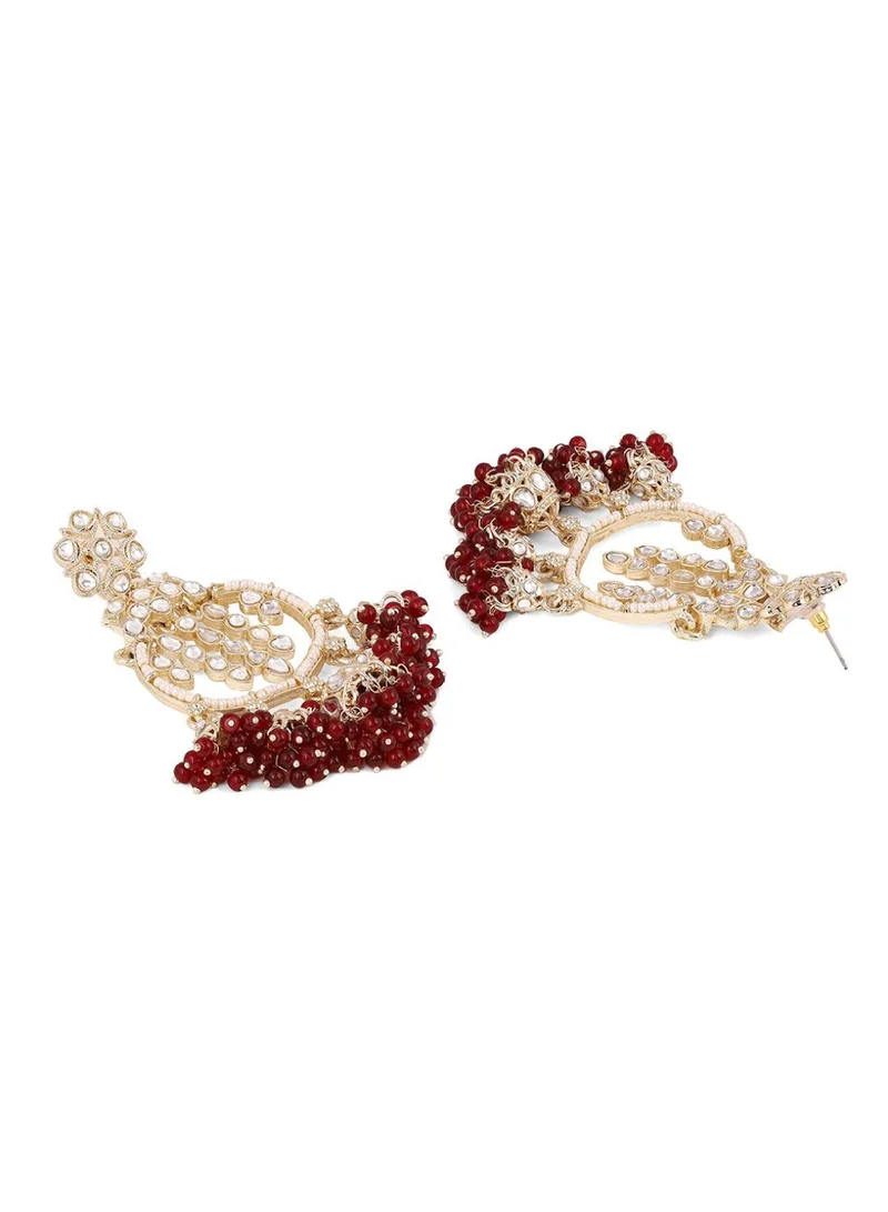 Priyaasi Kundan Stone Studded  Pearls Beaded Contemporary Chandbalis