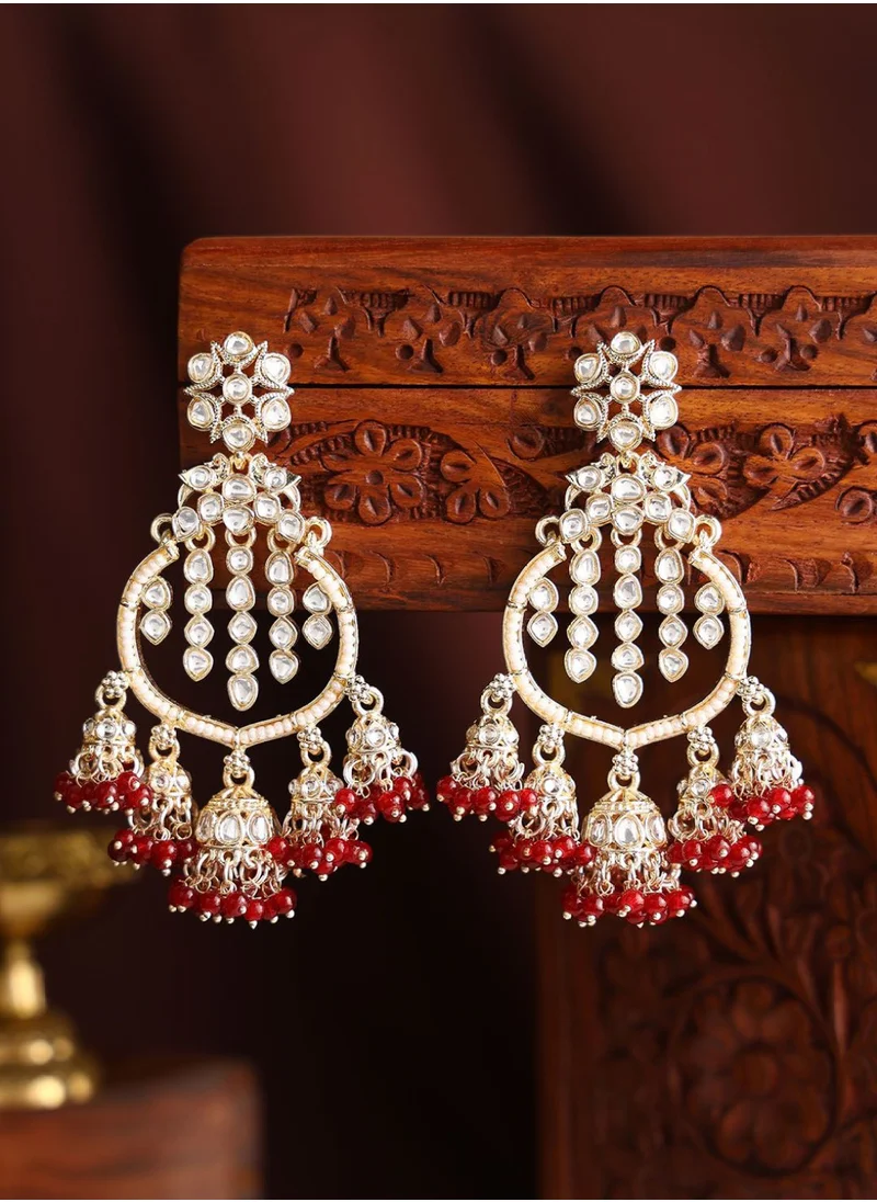 Priyaasi Kundan Stone Studded  Pearls Beaded Contemporary Chandbalis