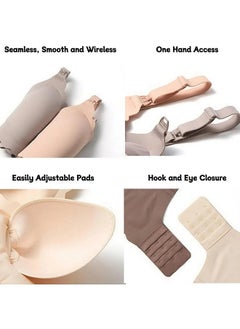 Momcozy Smooth - Ultra Soft & Omni Maternity Nursing Bra - YN21 - Black,Beige & Cream XL - Pack Of 3  - Image 4
