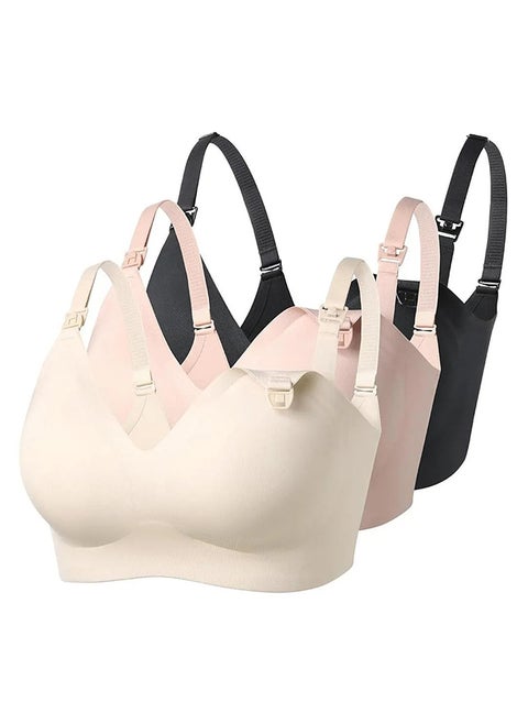 Smooth - Ultra Soft & Omni Maternity Nursing Bra - YN21 - Black,Beige & Cream XL - Pack Of 3