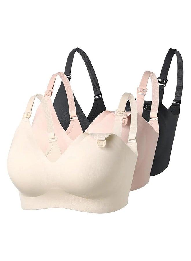 Momcozy - Smooth - Ultra Soft & Omni Maternity Nursing Bra - YN21 - Black,Beige & Cream XL - Pack Of 3 - Image 1
