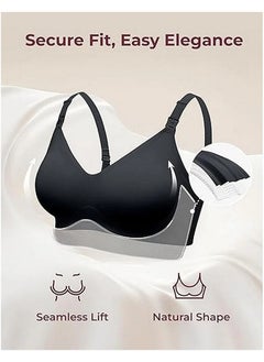 Momcozy Smooth - Ultra Soft & Omni Maternity Nursing Bra - YN21 - Black,Beige & Cream XL - Pack Of 3  - Image 2