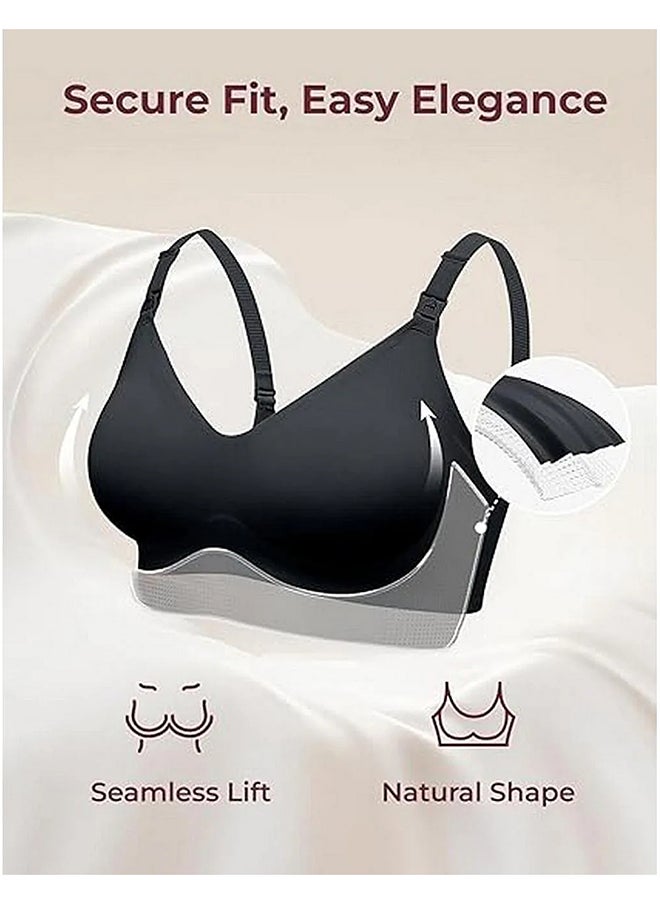 Momcozy - Smooth - Ultra Soft & Omni Maternity Nursing Bra - YN21 - Black,Beige & Cream XL - Pack Of 3 - Image 1