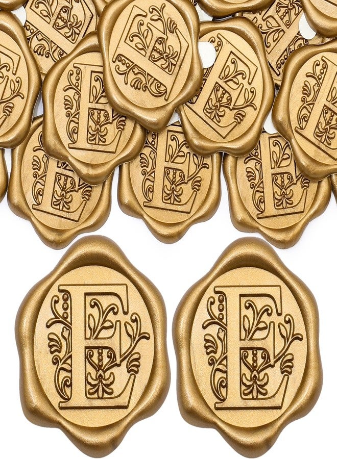 SWANGSA 50 Pack Letter E Wax Seal Stickers, Antique Gold Initial Alphabet Self-Adhesive Wax Seal Stickers for Wedding Party Invitation Envelopes - Image 1