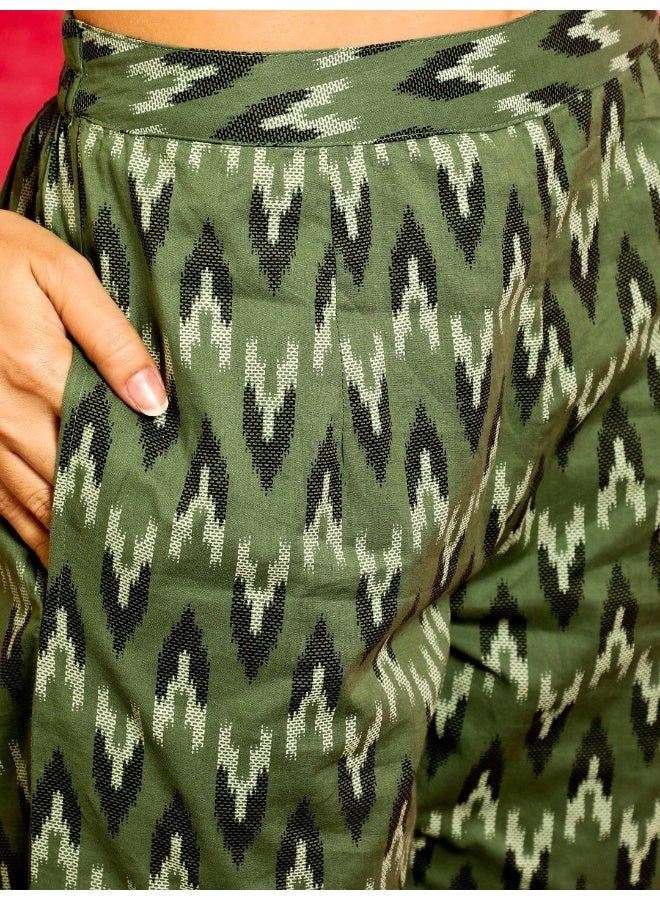 AKS Green & Black Printed Kurta & Pant Set  - Image 3