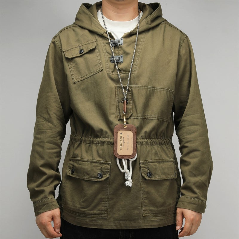 Matte Vegetable Tanned Genuine Leather Card Holder Top Grain Cowhide ID Badge Case with Lanyard for Bus Pass, Work ID, Office Daily Use - Image 3
