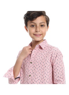 Andora Red, White & Blue Double Patterned Button Down Shirt  - Image 4