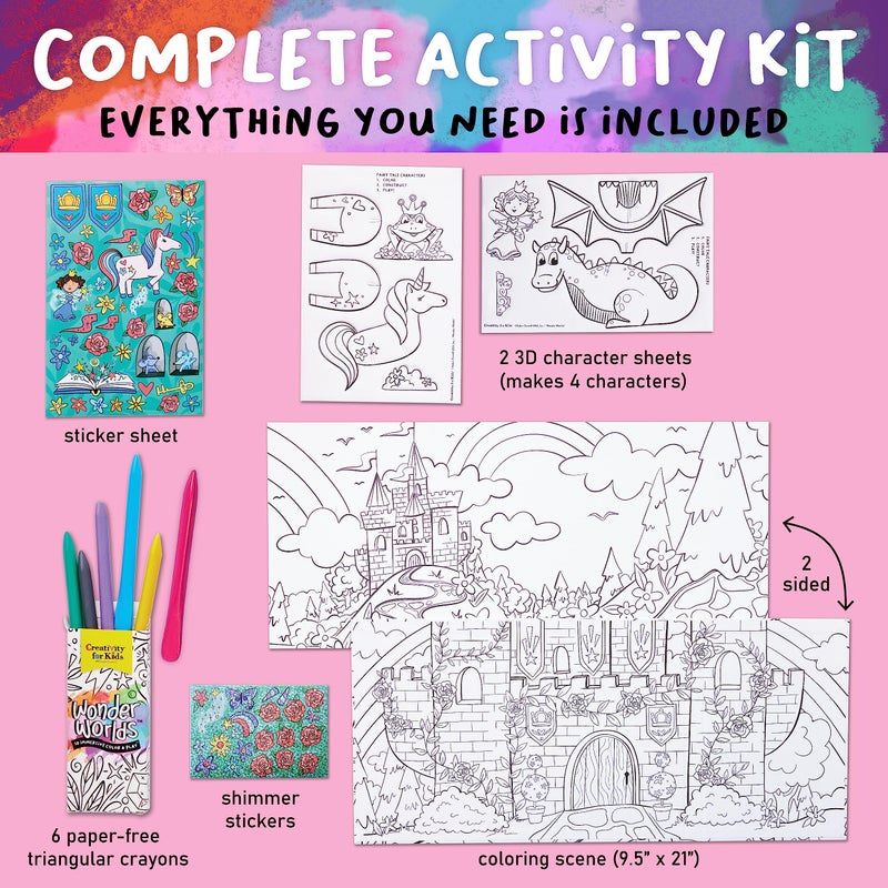 Creativity for Kids Wonder Worlds 3D Coloring Book: Fairy Tale - Unicorn and Princess Kids Coloring Art Set, Boys and Girls Gifts (Ages 5+) - Image 3