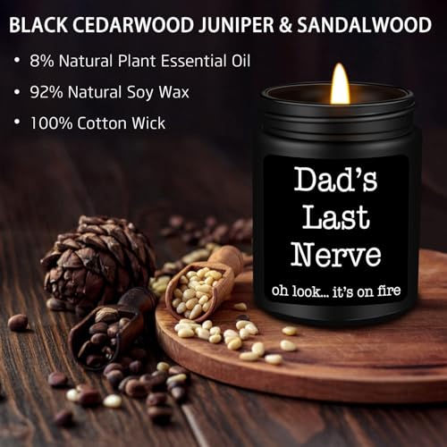 Homsolver Dad Gifts from Daughter Son, Gift for Dad Who Wants Nothing, Birthday Fathers Day Christmas for Stepdad Adoptive Father, Dad's Last Nerve Sandalwood Scented Candle - Image 3
