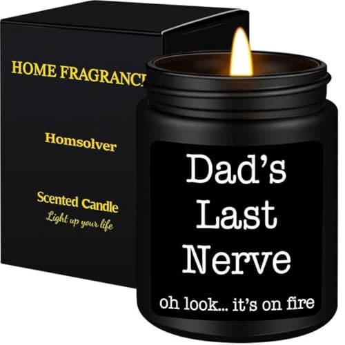 Homsolver Dad Gifts from Daughter Son, Gift for Dad Who Wants Nothing, Birthday Fathers Day Christmas for Stepdad Adoptive Father, Dad's Last Nerve Sandalwood Scented Candle - Image 1