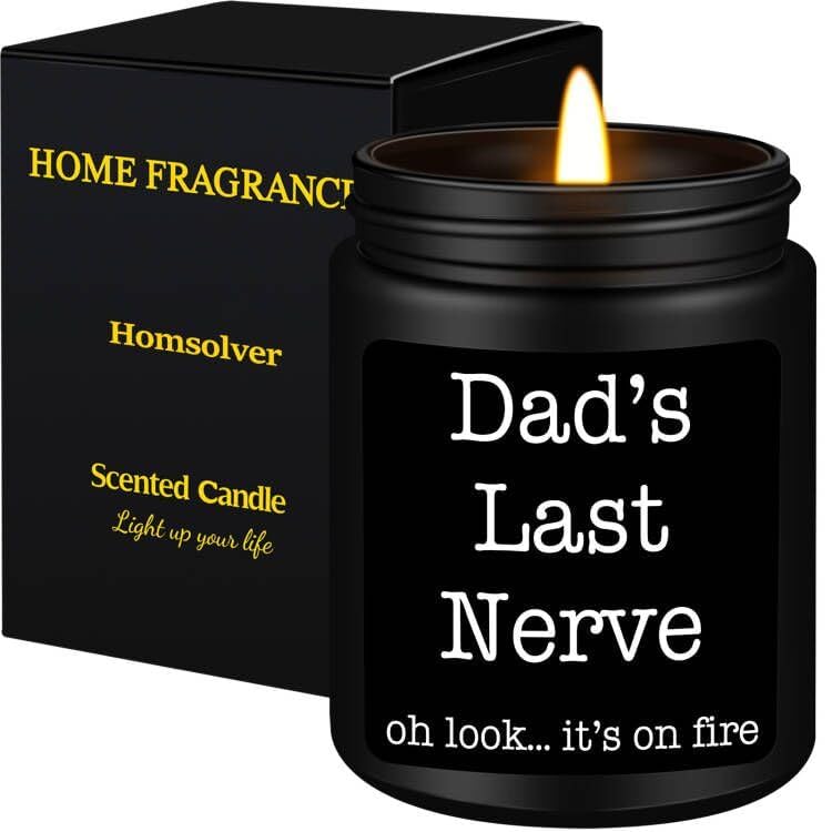 Homsolver Dad Gifts from Daughter Son, Gift for Dad Who Wants Nothing, Birthday Fathers Day Christmas for Stepdad Adoptive Father, Dad's Last Nerve Sandalwood Scented Candle - Image 2