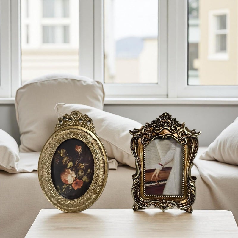 Antique Ornate Oval Photo Frame for Tabletop Wall Display, Retro Picture, Decorative Frames Home Decors Antique Ornate Home Gallery Decors - Image 3