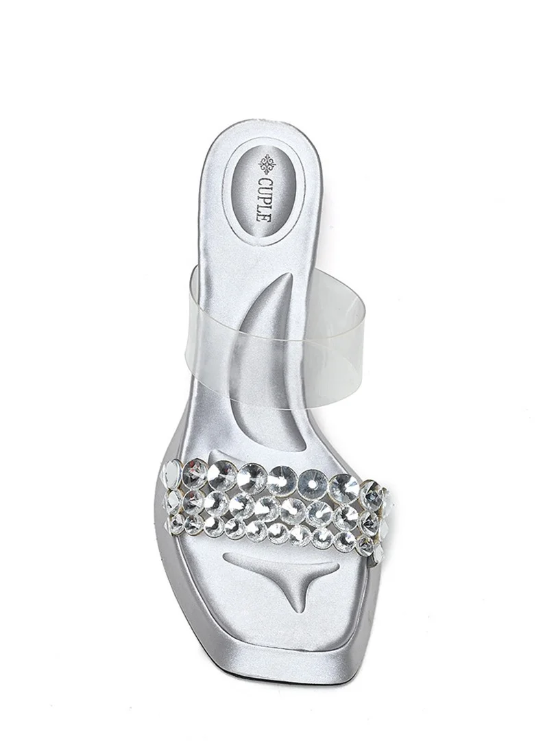 Cuple Comfort Double strap Embellished  Heeled Sandals
