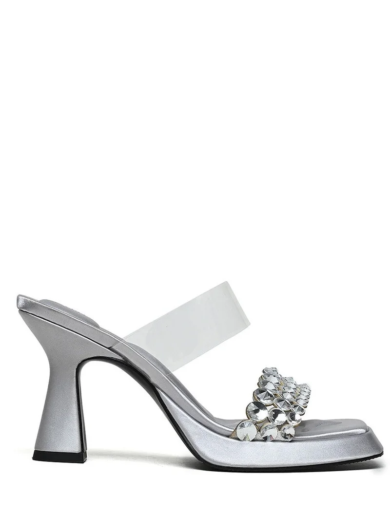 Comfort Double strap Embellished  Heeled Sandals