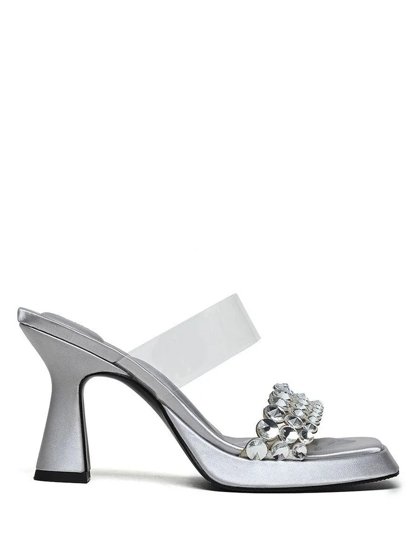 كابلي صندل كعب مريح مزدوج الأشرطة مع تزيينات راقية