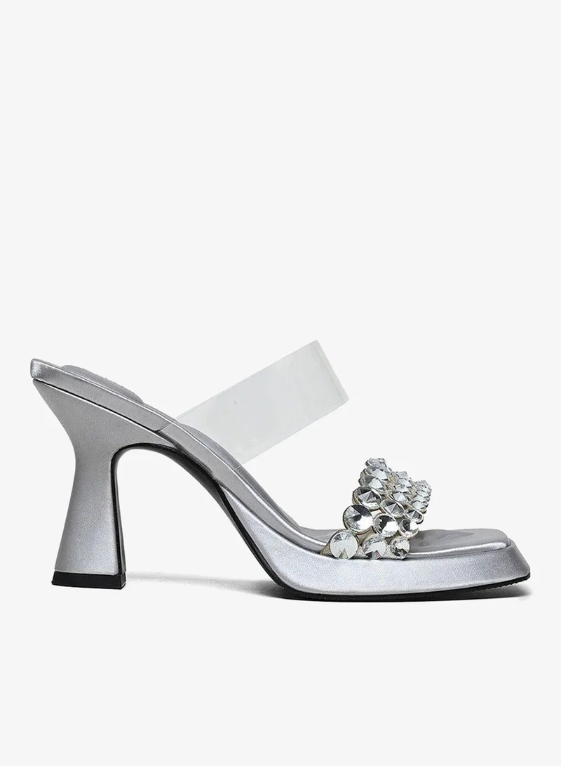 كابلي صندل كعب مريح مزدوج الأشرطة مع تزيينات راقية