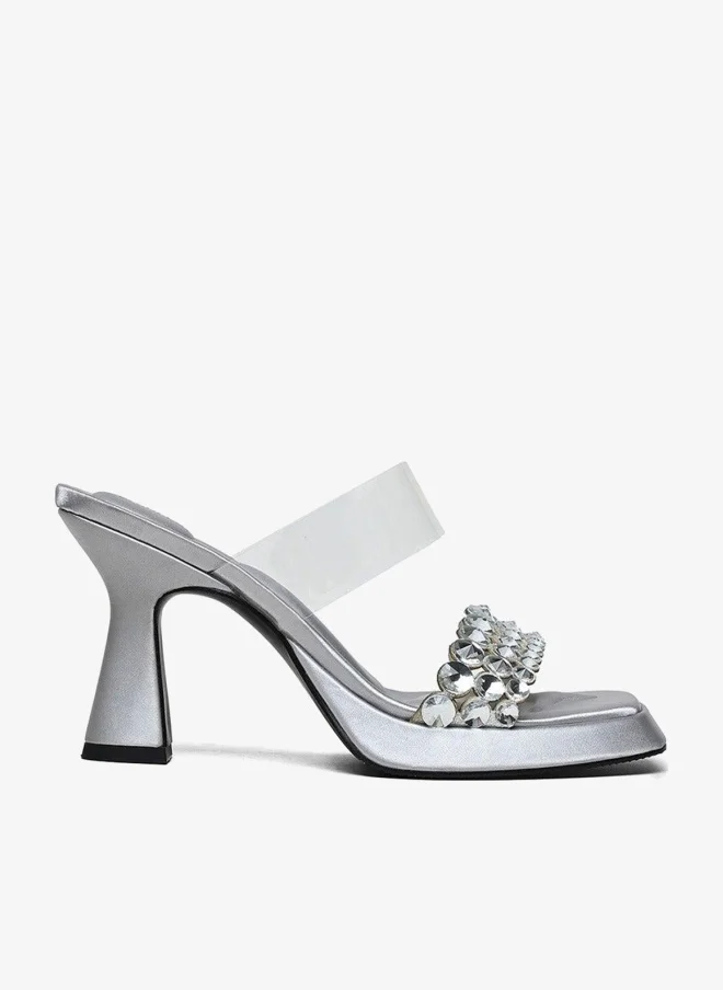 كابلي صندل كعب مريح مزدوج الأشرطة مع تزيينات راقية